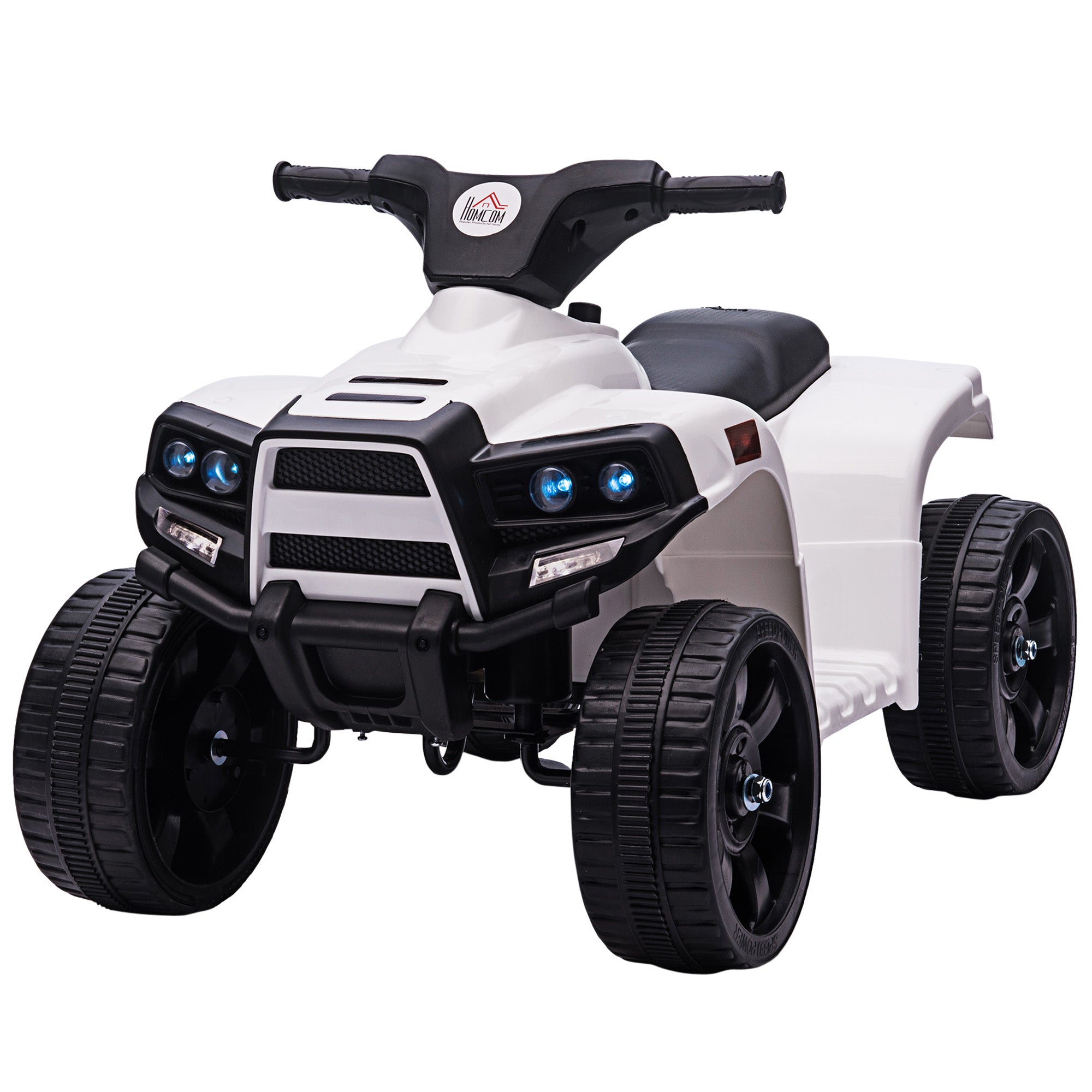 HOMCOM 6V Kids Electric Ride on Car, ATV Toy, Quad Bike with Headlights, Horn, for Toddlers 18-36 Months White