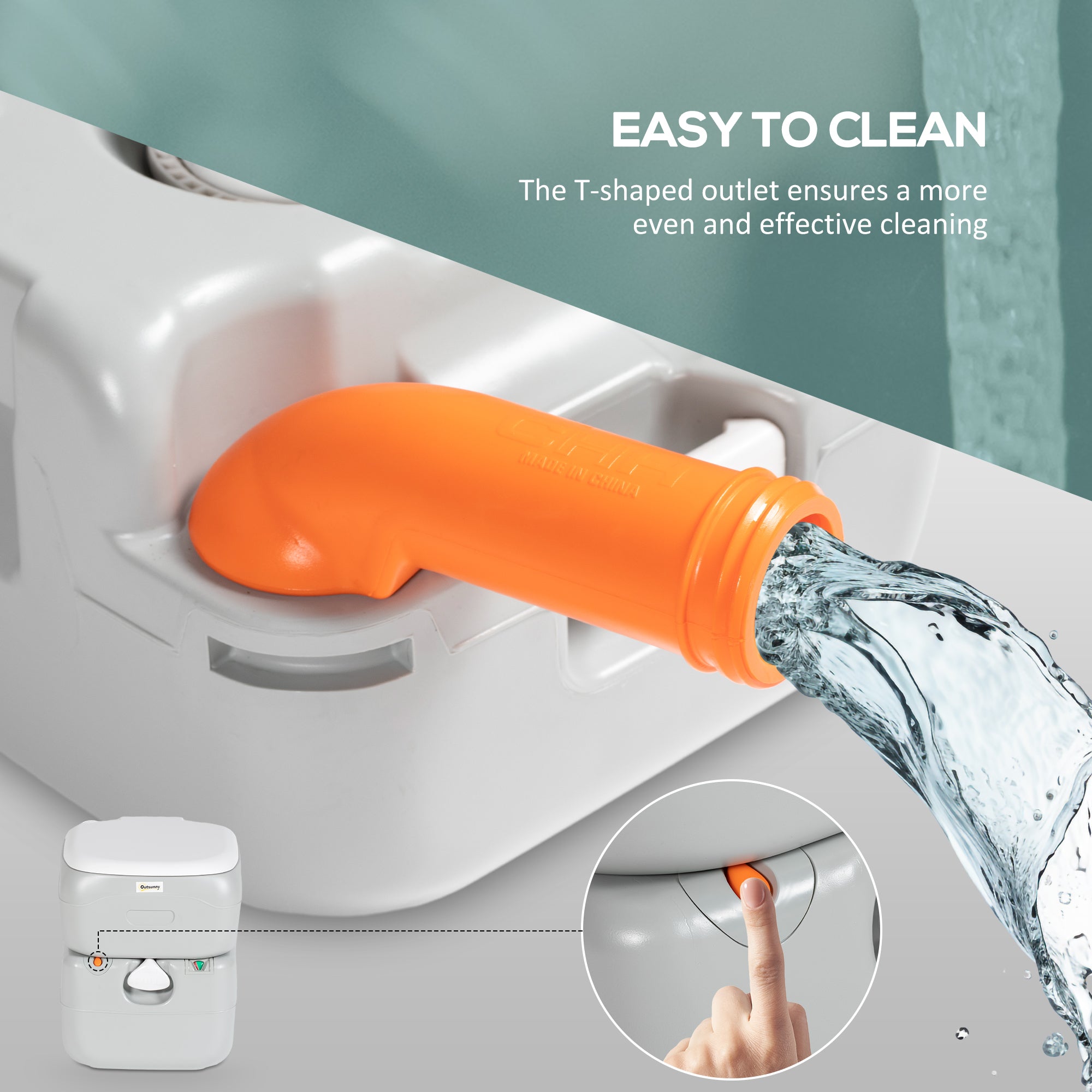 Outsunny Portable Toilet for Adults, 22L Camping Toilet with Seat, Lid and Anti-Leak Handle Pump, Outdoor Travel Toilet with Detachable Tanks for Camping, Boating, Hiking, Travel, RV, Grey