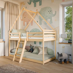 Wooden House Bunk Bed Sweet in Pine, image 8