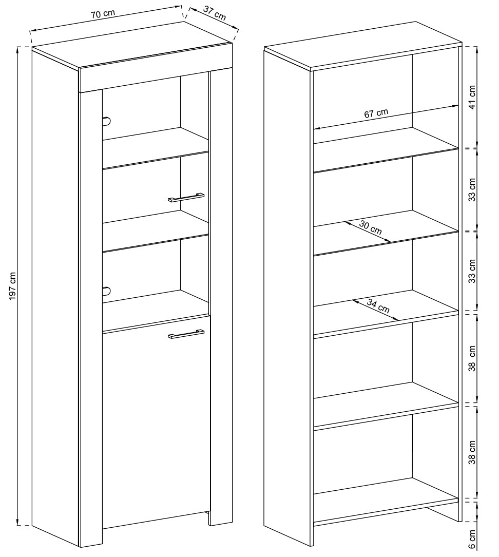 Sky Tall Display Cabinet 70cm
