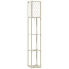 HOMCOM Three-Shelf Standing Lamp - Oak/White