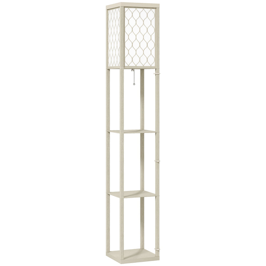 HOMCOM Three-Shelf Standing Lamp - Oak/White