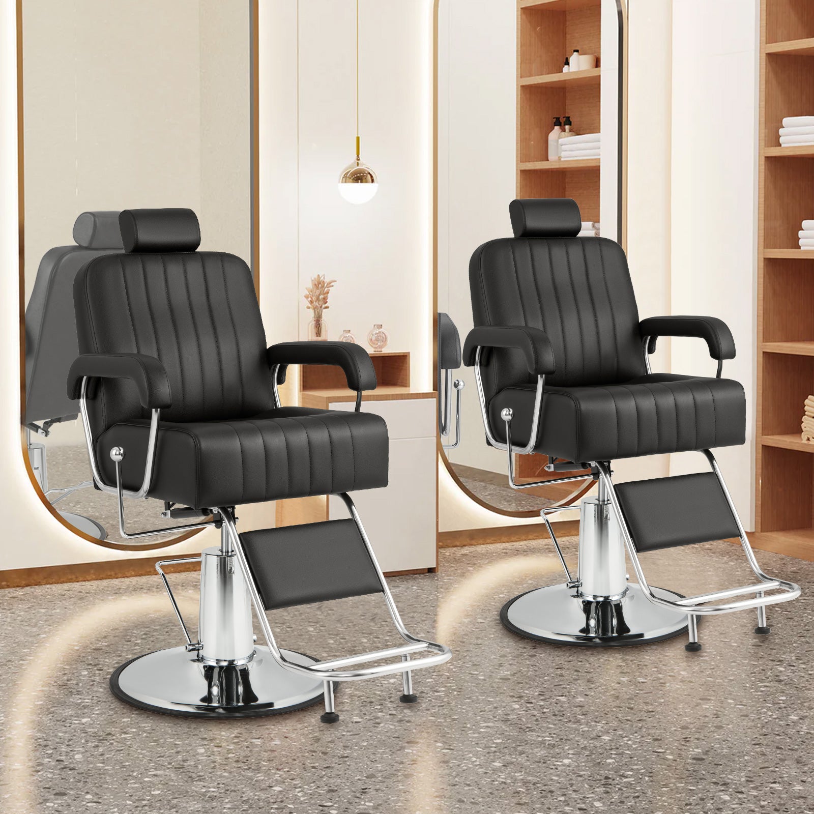 Salon Chair Hydraulic Barber Chair with Adjustable Headrest-Black