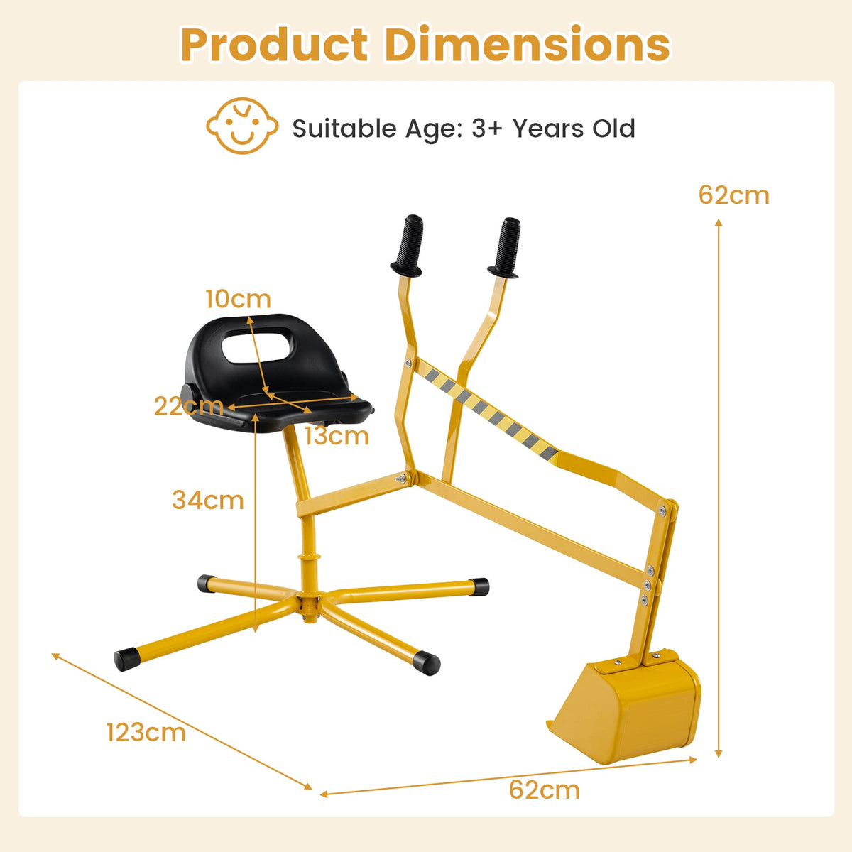 Sand Digger for Kids Sandbox Toy Digger in Yellow, image 4