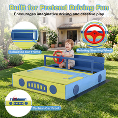 Sandpit Sandpit with Bench Folding Lid and Sandpit Liner Fir Wood Sandpit-Blue