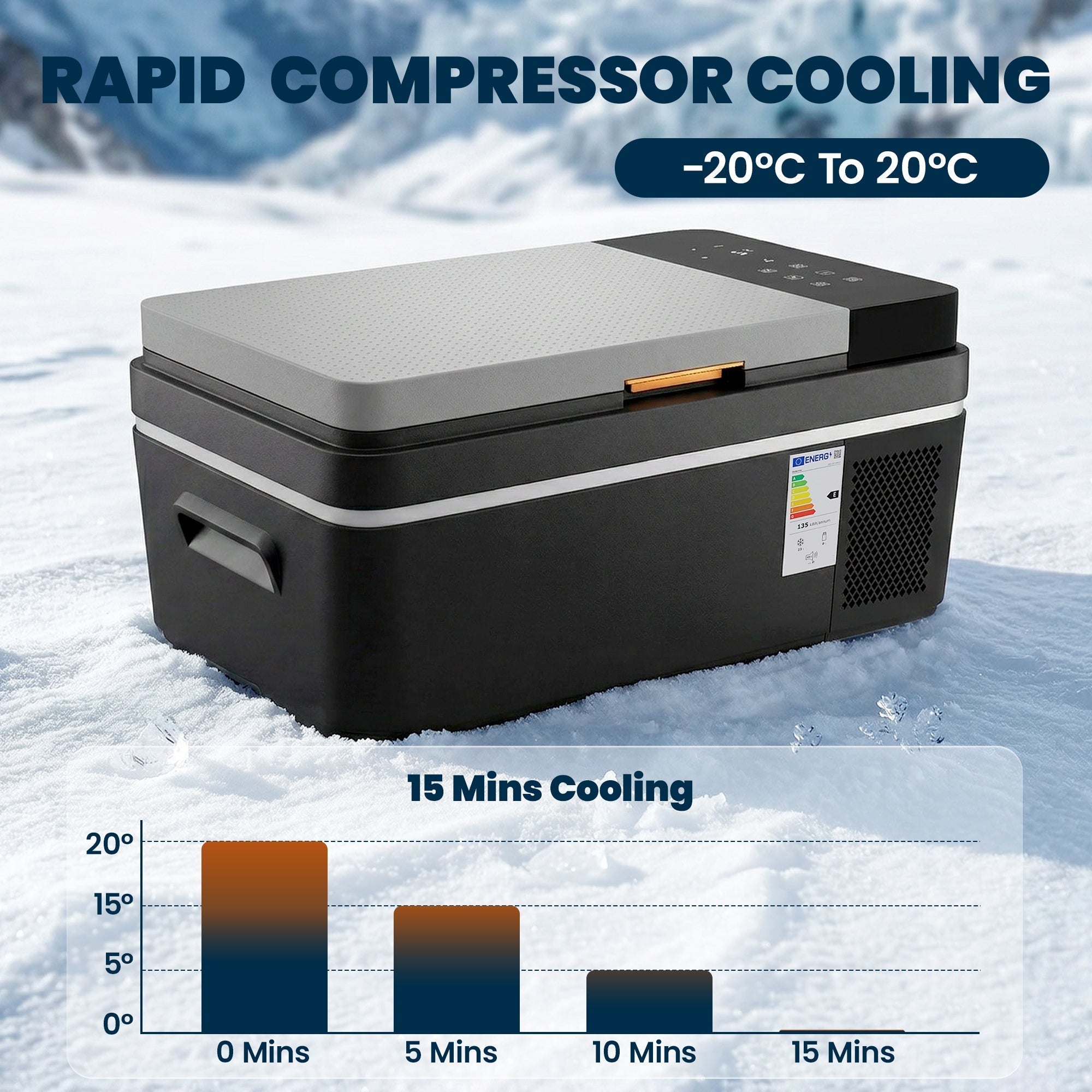 Outsunny 20L Compressor Car Fridge Freezer, Camping Refrigerator with App Control, 12/24V DC and 100-240V AC,