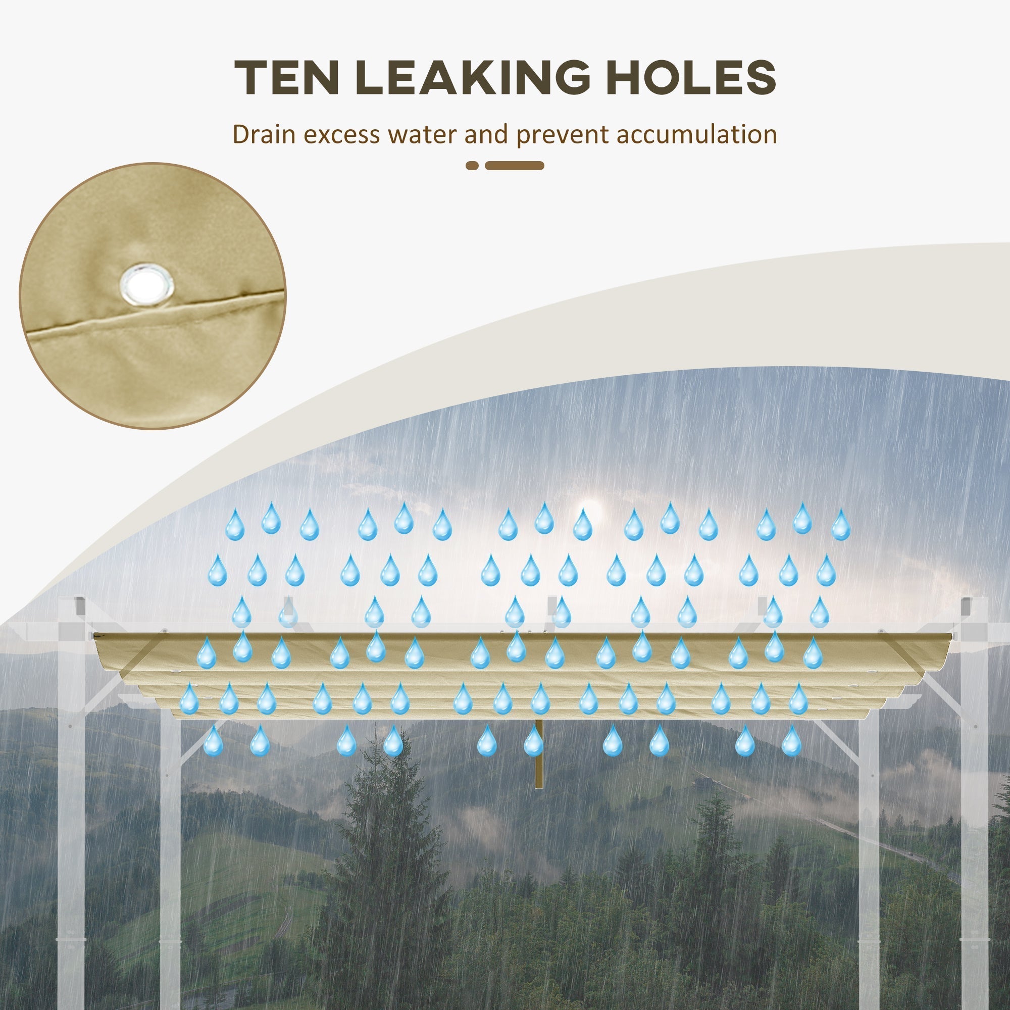 Outsunny Retractable Pergola Cover, 2.55 x 2.5 m Replacement Canopy Fabric for 3 x 3 m Frame, Roof Top Only, Beige