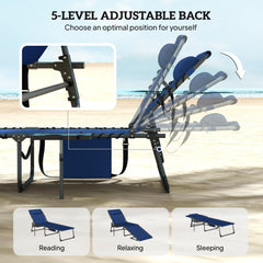 Outsunny Five-Position Reclining Sun Loungers Set of 2 - Dark Blue