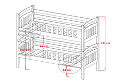 Wooden Bunk Bed Sebus with Storage