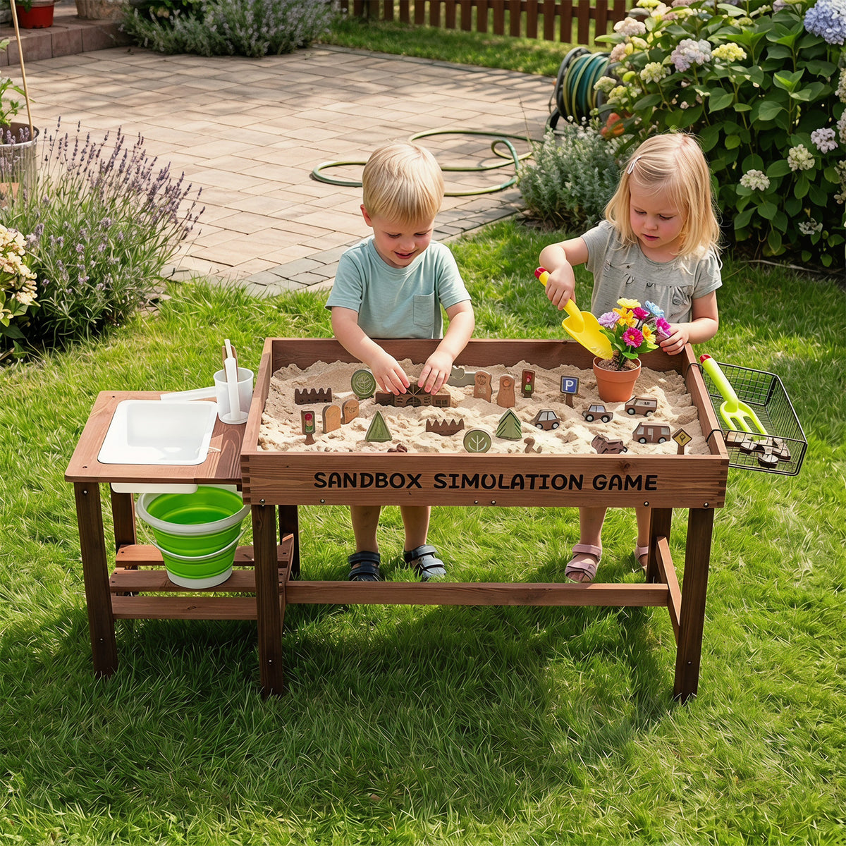 Sensory Table with Water Pump and Sink Toddler Activity Table with 33 Sand Table Toys