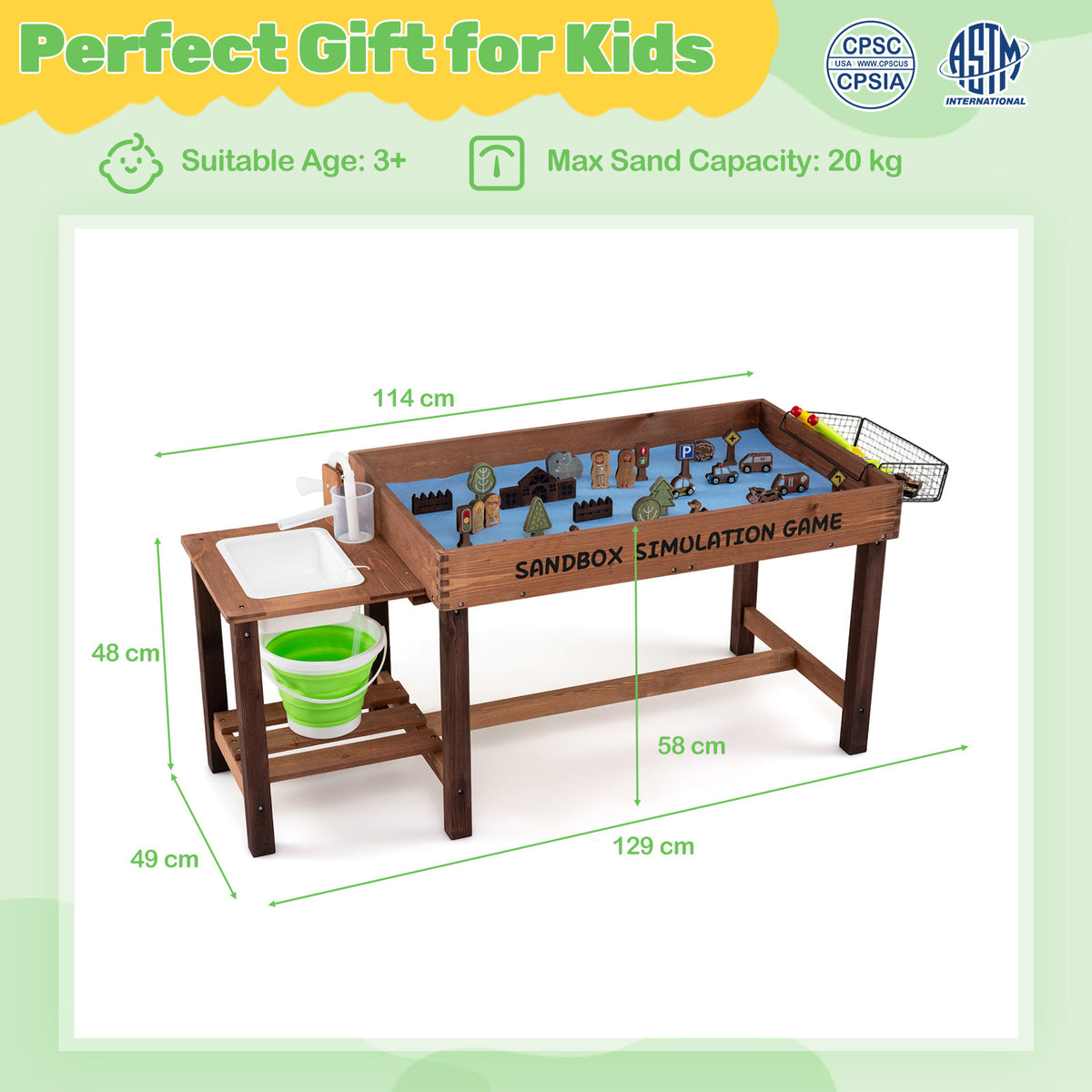 Sensory Table with Water Pump and Sink Toddler Activity Table with 33 Sand Table Toys