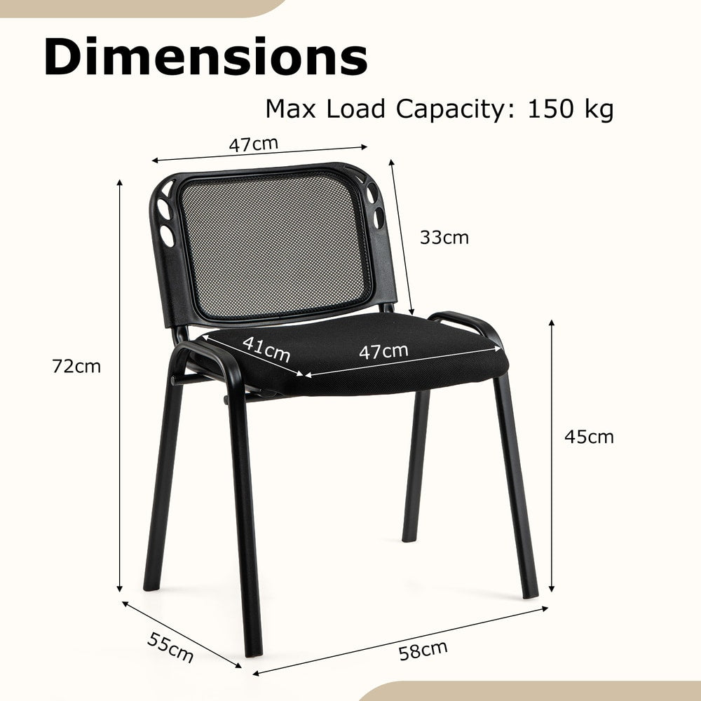 The office chairs shown with various dimension lines and labels on a light background