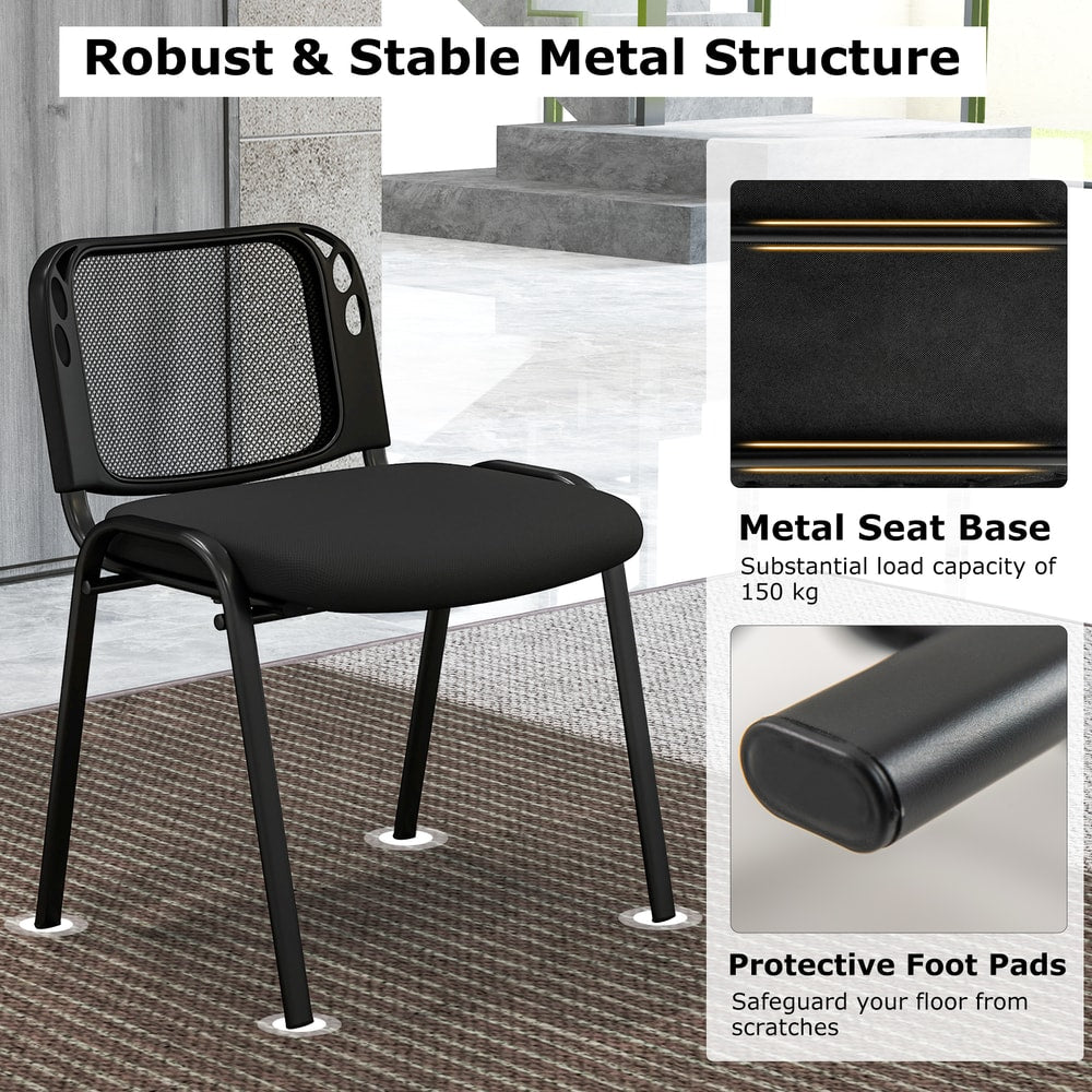 The office chairs shown with close-up details of the metal base and protective foot pads