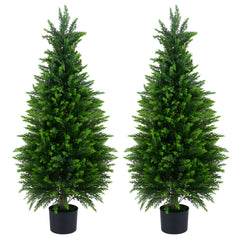 Set of 2 120 cm Artificial Cedar Cypress Trees for Porch and Patio
