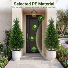 Set of 2 120 cm Artificial Cedar Cypress Trees for Porch and Patio