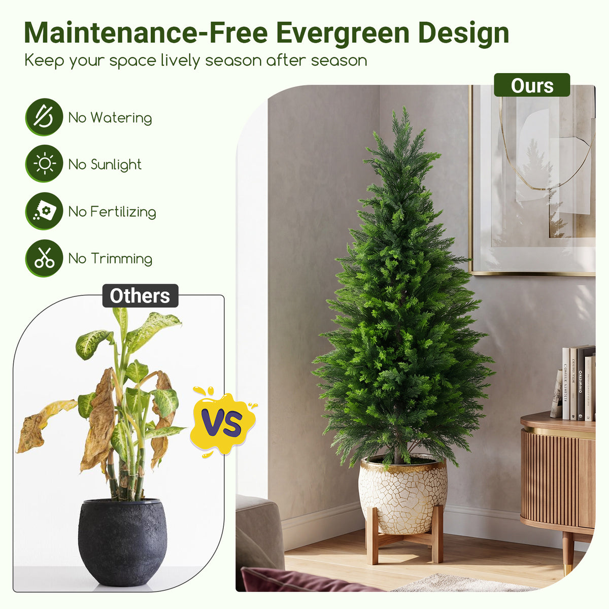 Set of 2 120 cm Artificial Cedar Cypress Trees for Porch and Patio