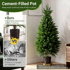 Set of 2 120 cm Artificial Cedar Cypress Trees for Porch and Patio