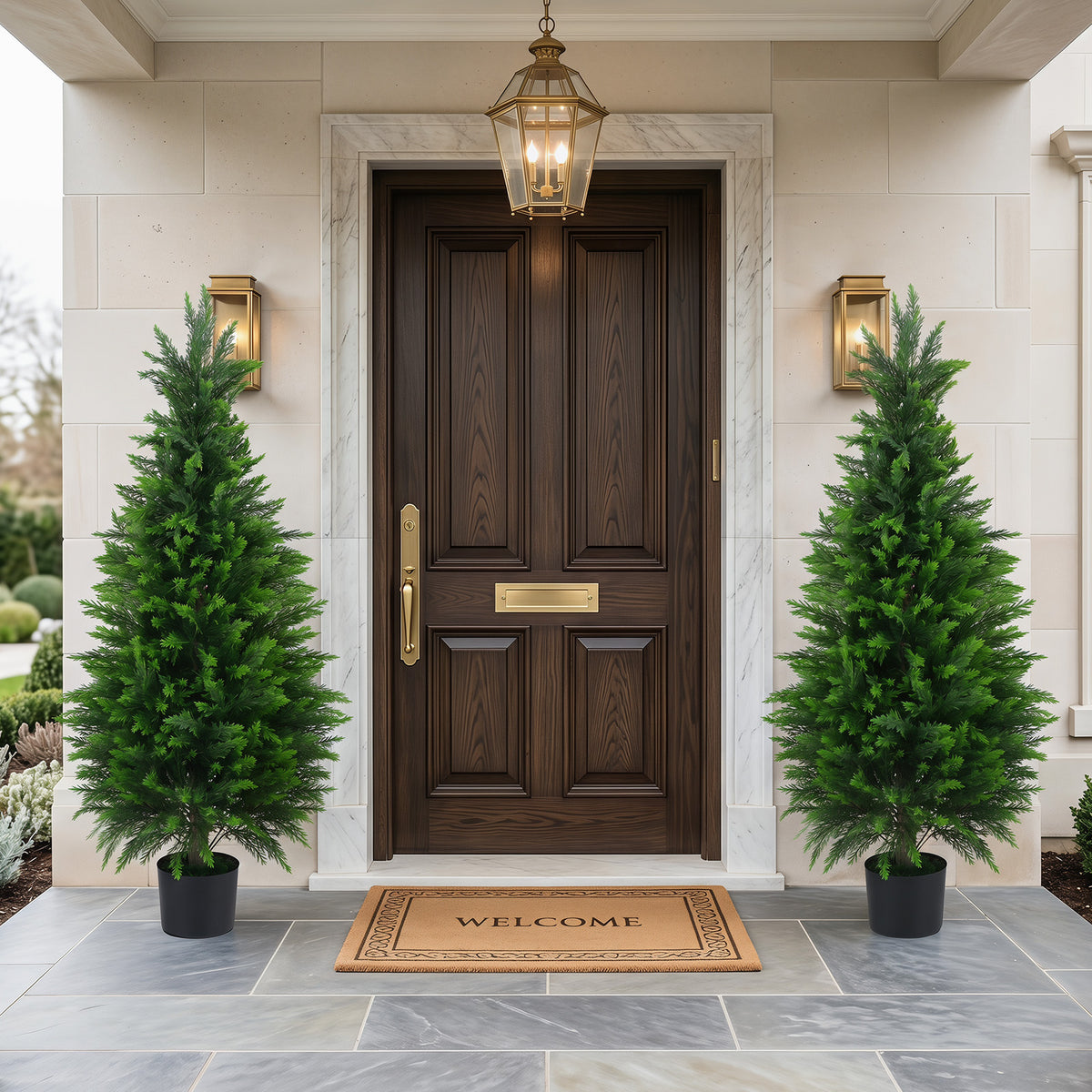 Set of 2 120 cm Artificial Cedar Cypress Trees for Porch and Patio