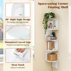 White corner floating shelf with rounded edges and smooth finish