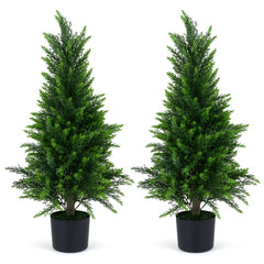 Set of 2 90 cm Artificial Cedar Cypress Trees for Porch and Patio