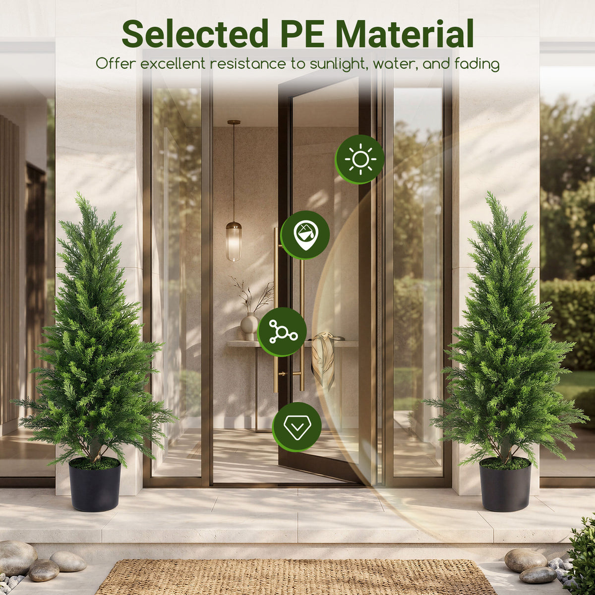 Set of 2 90 cm Artificial Cedar Cypress Trees for Porch and Patio
