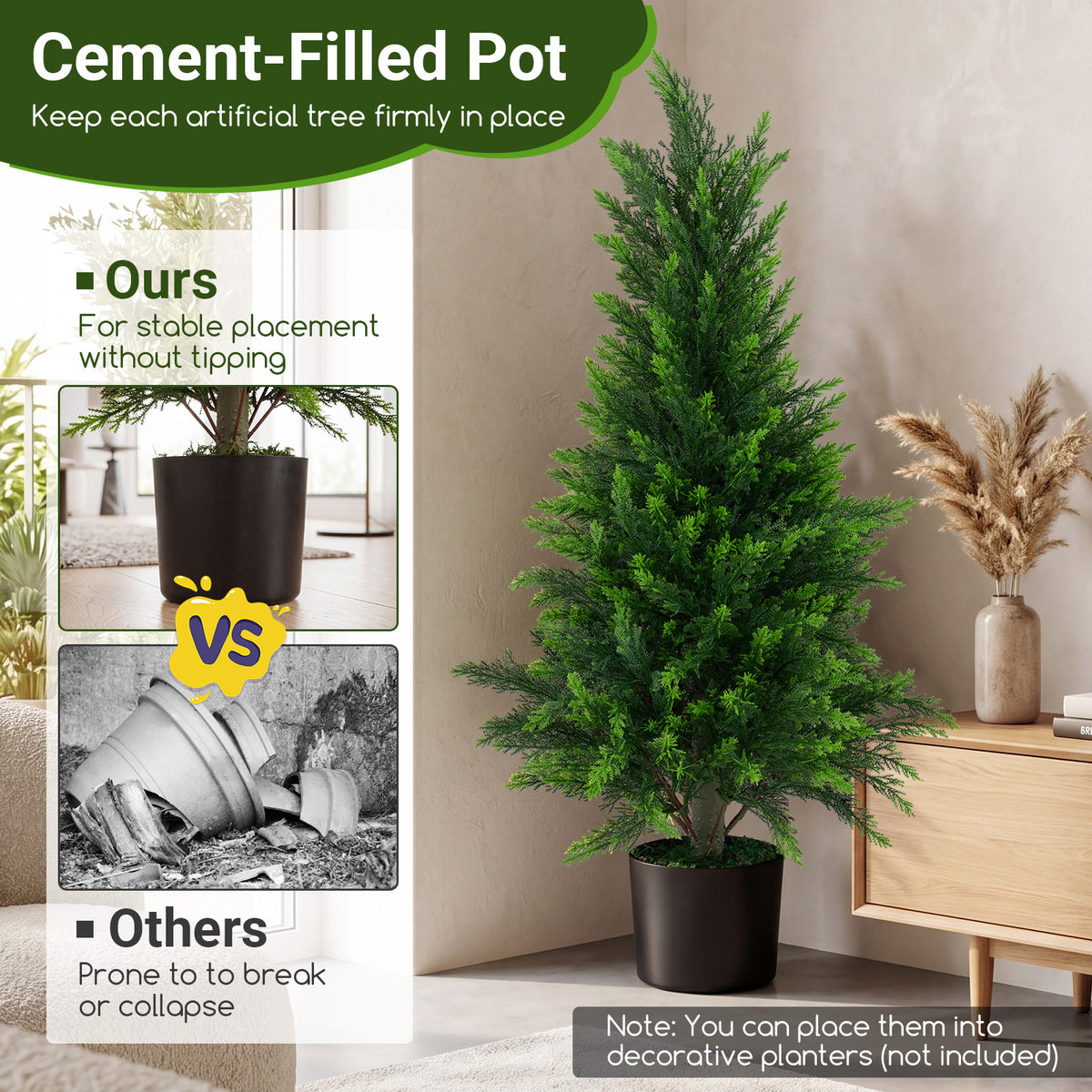 Set of 2 90 cm Artificial Cedar Cypress Trees for Porch and Patio