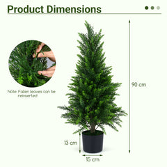 Set of 2 90 cm Artificial Cedar Cypress Trees for Porch and Patio