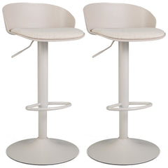 Set of 2 Adjustable Swivel Bar Stools with Back and Footrest Loads 150 KG Each-Beige