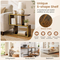 Set of 2 Decorative Storage Shelf Featuring Open Layout and Non-Slip Foot Pads-Rustic Brown