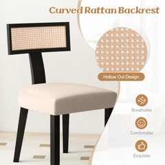 Set of 2 Dining Chairs Linen Fabric Upholstered Accent Chairs-Black