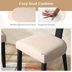 Set of 2 Dining Chairs Linen Fabric Upholstered Accent Chairs-Black