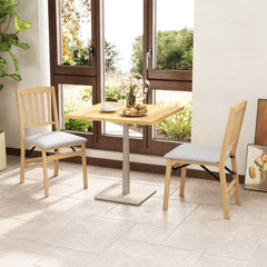 Set of 2 Folding Dining Chair with Rubber Wood Frame and Padded Seat-Light Grey