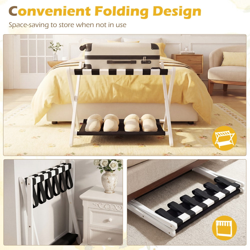 Set of 2 Folding Luggage Rack in White