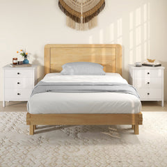 Set of 2 Nightstand with 3 Drawer for Bedroom Compact Storage Chest-White