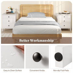 Set of 2 Nightstand with 3 Drawer for Bedroom Compact Storage Chest-White