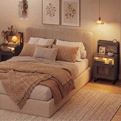 Set of 2 Nightstand in Grey