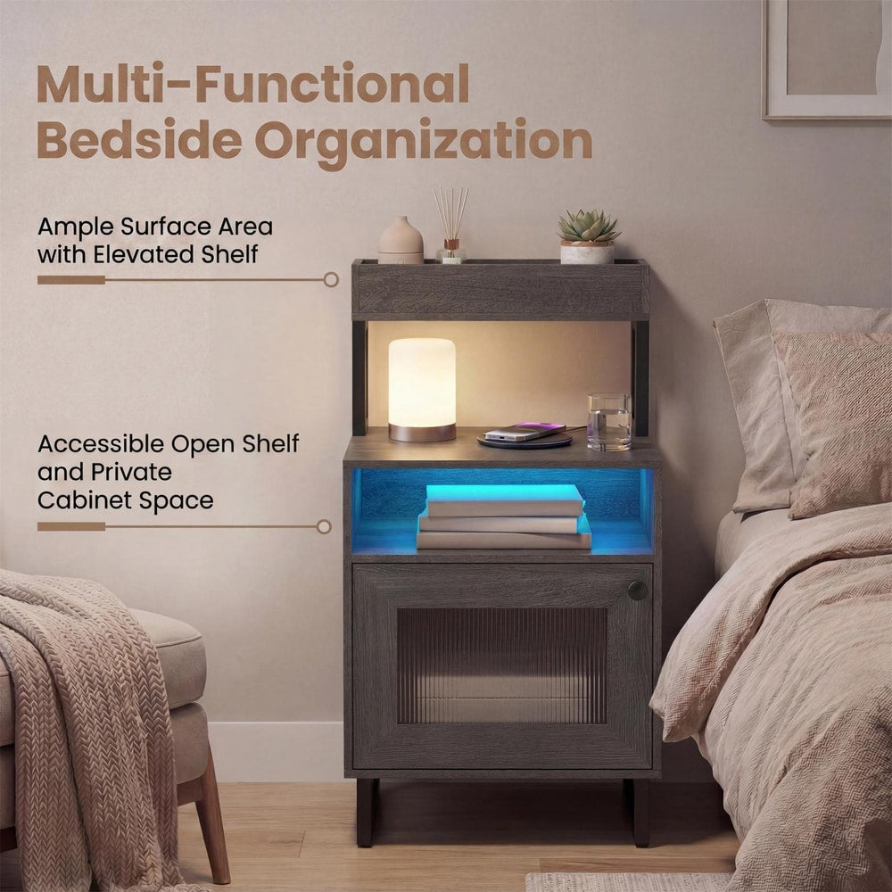 Set of 2 Nightstand in Grey