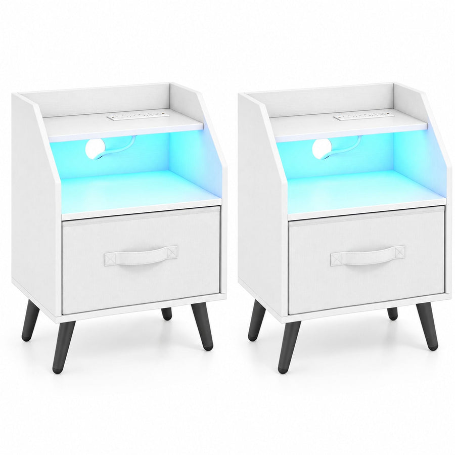 Set of 2 Nightstand in White