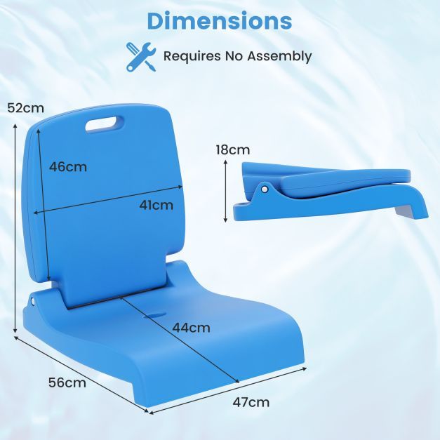 Dimensions of the blue poolside chair including height and width