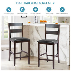 Two upholstered bar stools in a modern kitchen setting