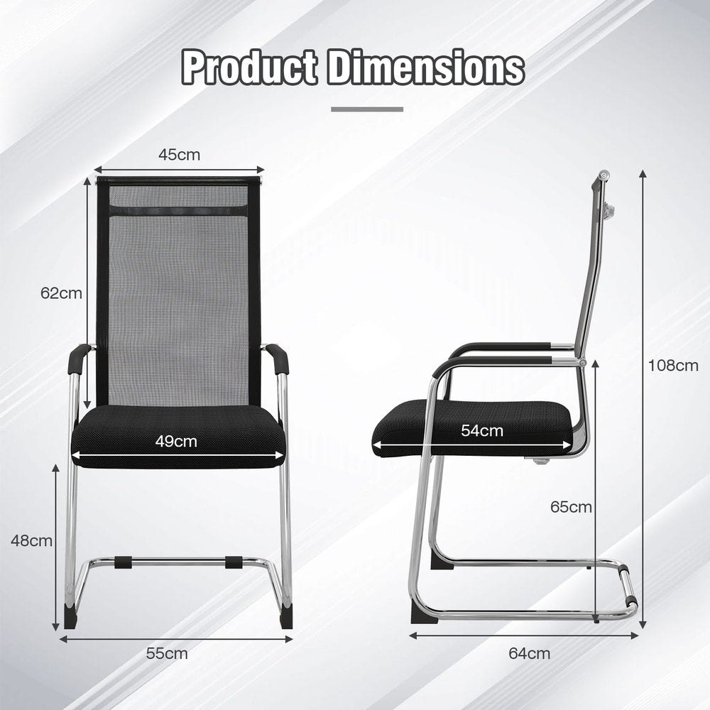 Set of 4 Office Guest Chairs in Black