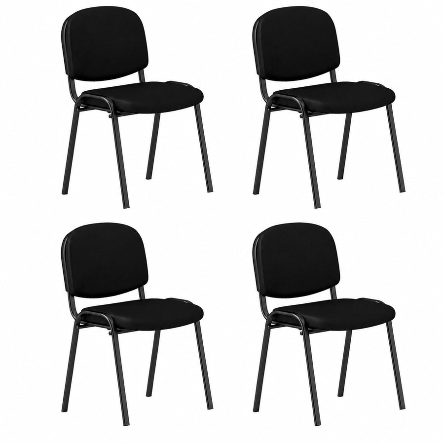 Set of 4 Waiting Room Chairs Stackable Reception Guest Chairs-Black