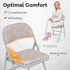 Set of 6 Folding Padded Party PVC Leather Stackable Chairs-Beige