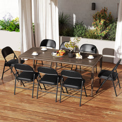 Set of 6 Folding Padded Party PVC Leather Stackable Chairs-Black