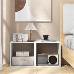 Set of 2 Bookcase Stackable Standing Nightstand with Storage Cubes-White