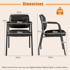 The office chairs shown with technical line drawings and measurements for height and width dimensions