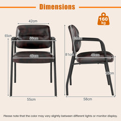 Dimensions diagram for the rustic brown waiting room chairs