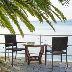 Set of 4 Outdoor PE Wicker Stackable Chairs Patio Dining Chairs