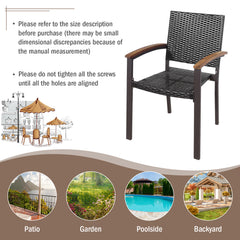 Set of 4 Outdoor PE Wicker Stackable Chairs Patio Dining Chairs