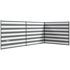 Outsunny 4 Pole Camping Windbreaks, Beach Wind Shield Shelter with Carry Bag and Steel Poles, Outdoor Caravan Privacy Shield, 540cm x 150cm, Grey and White